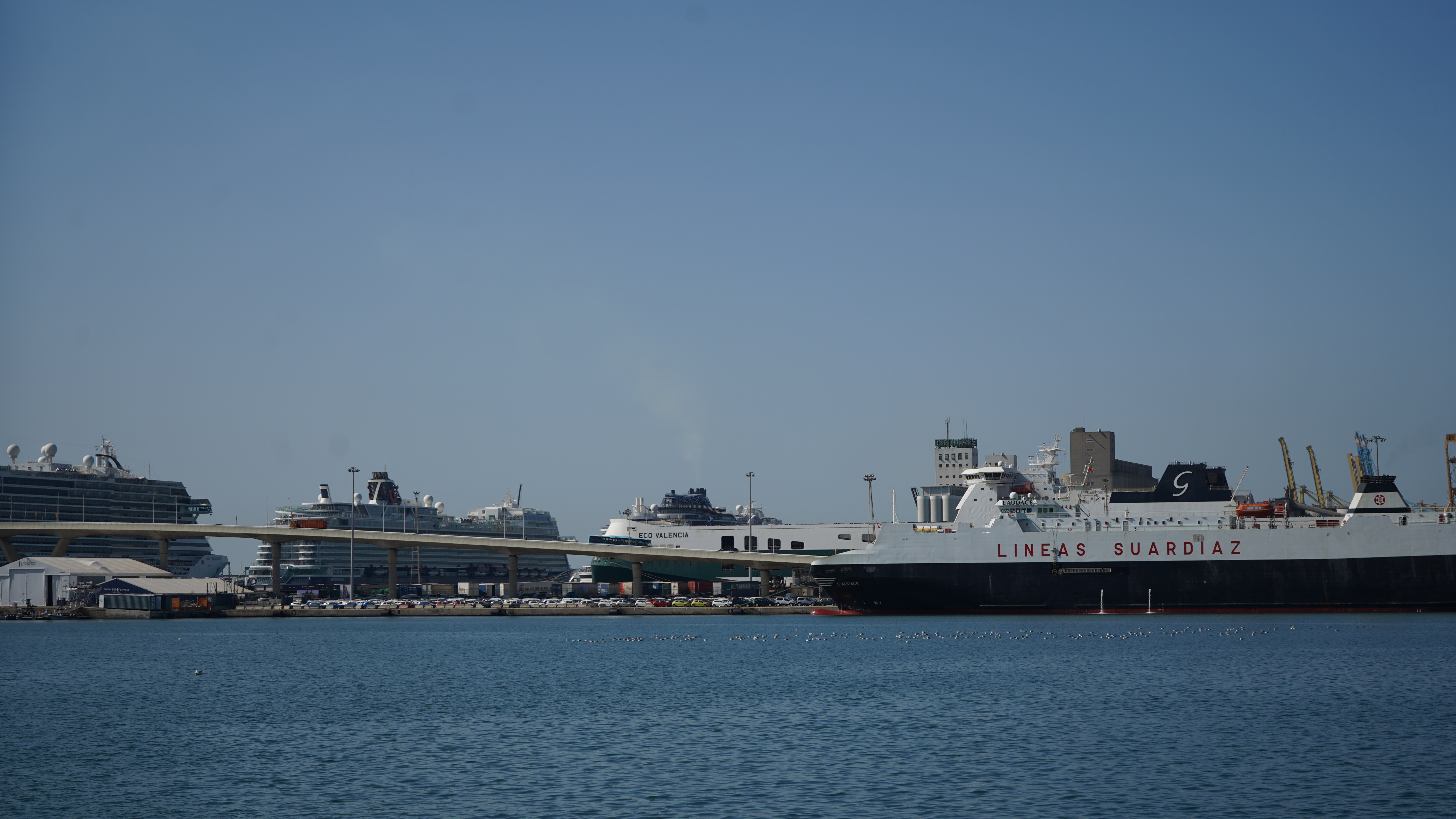  a large ship in the water